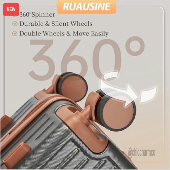 Hardside Carry-On Luggage with Spinner Wheels & TSA Lock - Picture 5 of 7